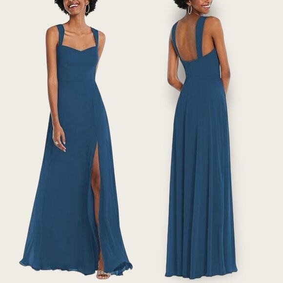 NWT | After Six | Contoured Wide Strap Sweetheart Maxi | Sofia Blue | 4R - Picture 1 of 13